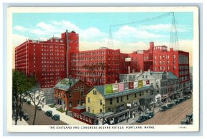 c1920s The Eastland and Congress Square Hotels, Portland Maine ME Postcard 