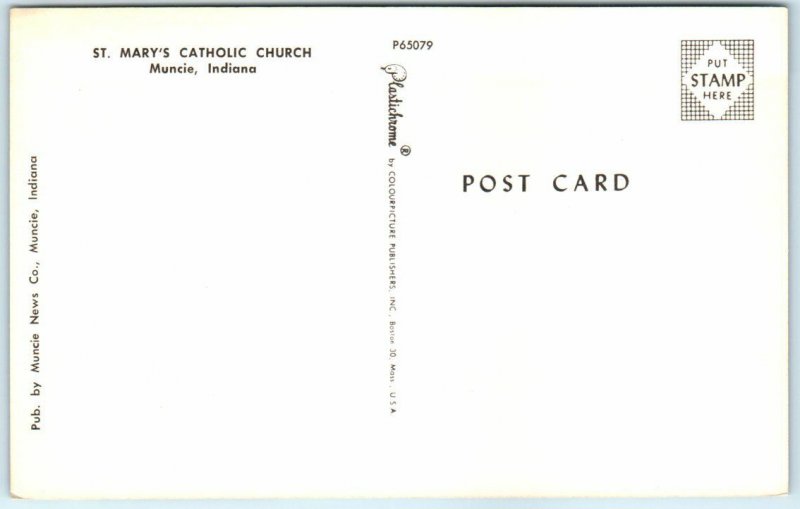 Postcard - St. Mary's Catholic Church - Muncie, Indiana