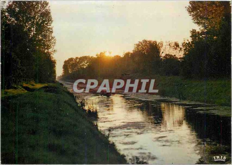 Modern Postcard Sunset on the Marais Poitevin