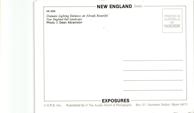 New England, Dean Abramson, Australia, Kaleidoxxope Exposures, The Postcard