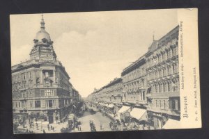 BUDAPEST HUNGARY DOWNTOWN STREET SCENE 1902 VINTAGE POSTCARD
