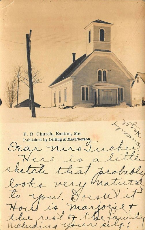 Easton ME First Baptist Church 1909 Real Photo Postcard