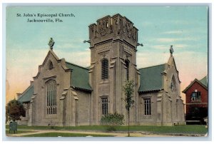 c1950's St. John's Episcopal Church Building Tower View Jacksonville FL Postcard 