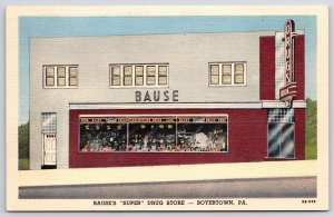 Bauses Super Drug Store Boyertown Pennsylvania PA Landmark Berks County Postcard