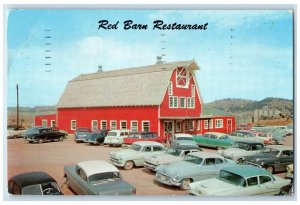 1957 Red Barn Restaurant Cars Rapid City South Dakota SD Posted Vintage Postcard