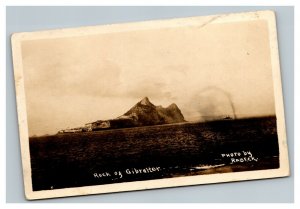 Vintage 1910's RPPC Postcard Rock of Gibraltar Boats off the Coast of Spain