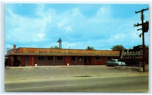 DUNN, NC North Carolina ~ Roadside JOHNSON'S GOOD FOOD 1953 Car  Postcard