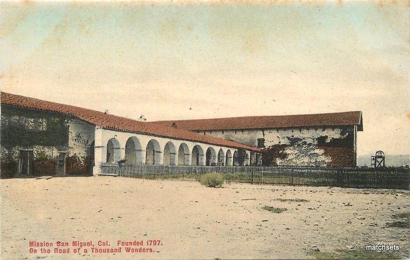 C-1910 San Luis Obispo California Mission San Miguel hand colored Rieder 4885