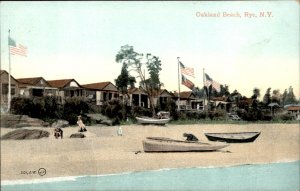 Rye Beach New York Oakland Beach Boats, Homes c1900-20s Vintage Postcard