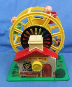 Vintage Plastic Wind Up Musical Ferris Wheel Toy Made In Hong Kong 1970/80s 