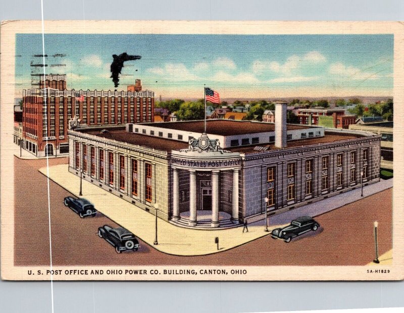 U.S. Post Office and Ohio Power Co. Building Canton Ohio Postcard PC130