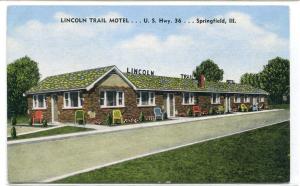 Lincoln Trail Motel US 36 Springfield Illinois linen postcard