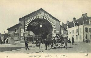 C-1910 Horse driven Market building Romorantin Postcard 2825 France