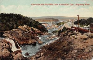 Chicoutimi Quebec Canada birds eye view from Pulp Mill Dam antique pc Z13415