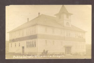 RPPC WILLAMINA OREGON PUBLIC SCHOOL BUILDING VINTAGE REAL PHOTO POSTCARD