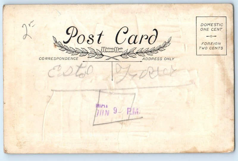 c1910's Christmas Boy With Candle Light Embossed Antique Posted Postcard