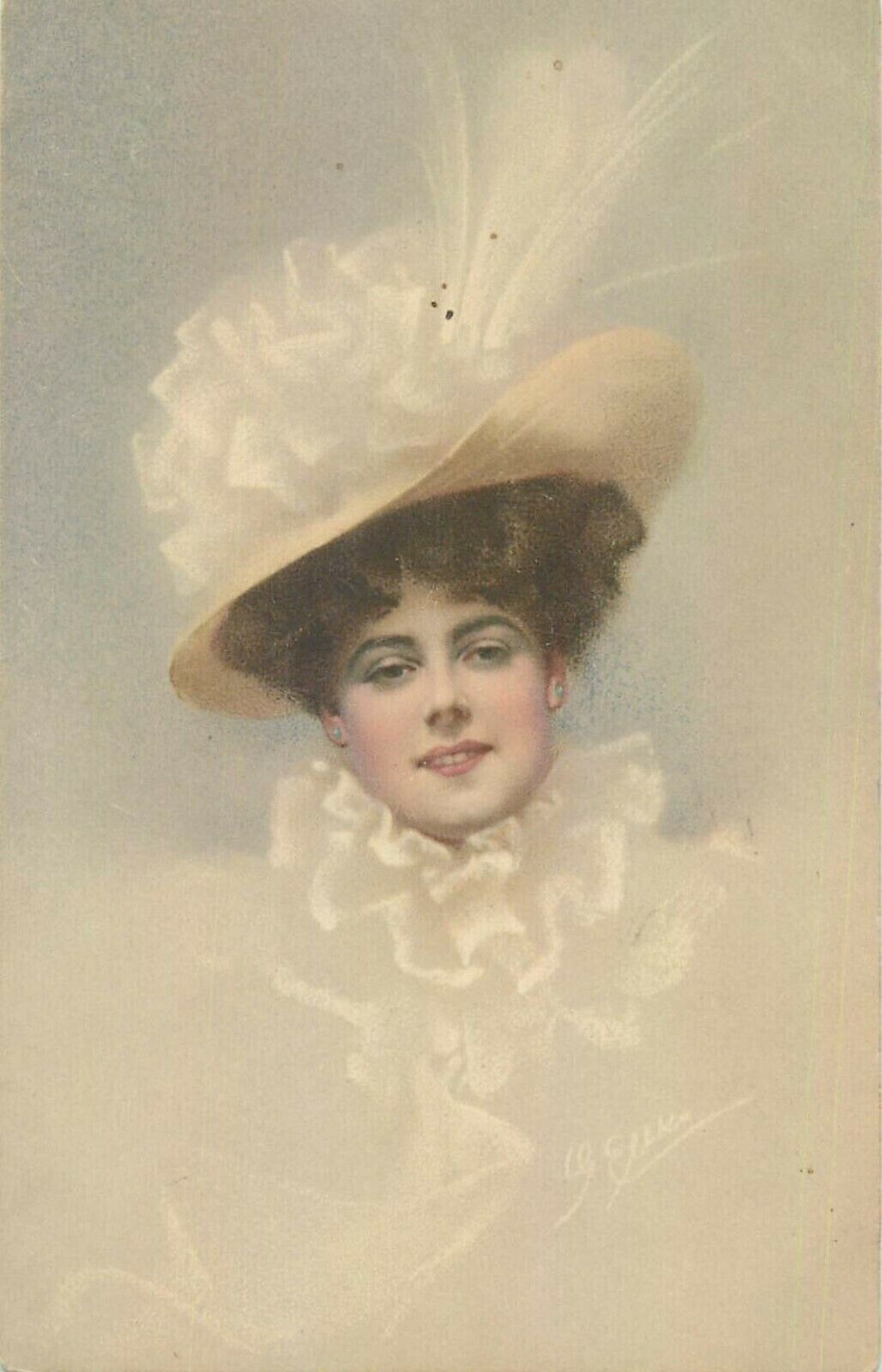 Fancy Drawn Lady With Hat Early 20th Century Artist Postcard Other Unsorted Postcard 