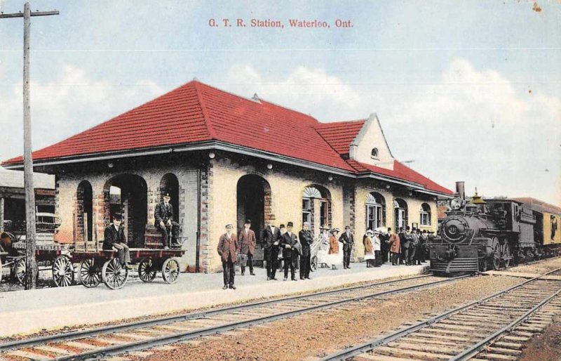 Waterloo Ontario Canada GTR Depot  Train Station Vintage Postcard AA4254