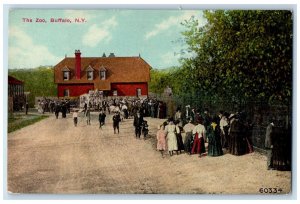 1910 The Zoo People Trees Scene Buffalo New York NY Posted Vintage Postcard
