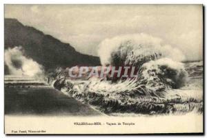 Old Postcard Villers Sur Mer Waves Of Storm