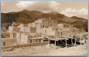 NATIVE AMERICAN CONSTRUCTION SCENE ANTIQUE REAL PHOTO POSTCARD RPPC