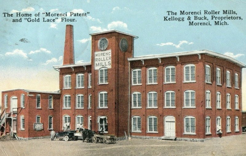 C.1910 Morenci Roller Mills, Mich. Gold Lace Flour Vintage Postcard P120