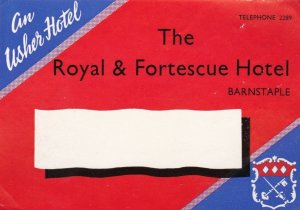 England Barnstaple Royal & Fortescue Hotel Vintage Luggage Label lbl0293