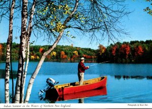 Fishing Scene Indian Summer On The Waters Of Northern New England