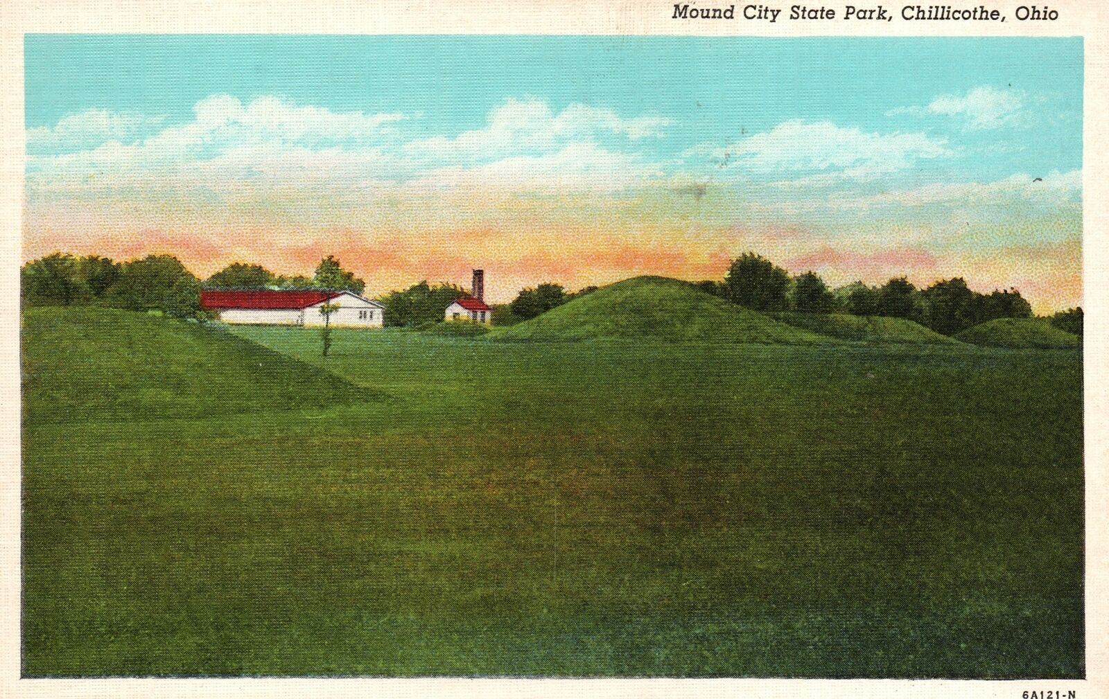 Vintage Postcard 1920's Countryside Field Mound City State Park