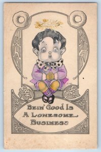 c1910's Boy Bein A Good Is A Lonesome Business Williamstown MA Antique Postcard