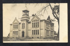 RPPC MONTELLO WISCONSIN HIGH SCHOOL BUILDING VINTAGE REAL PHOTO POSTCARD