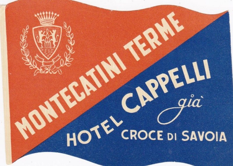 Italy Montecatini Terme Hotel Cappelli Vintage Luggage Label sk3377