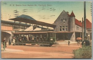 HARTFORD CT RAILROAD STATION RAILWAY TRAIN DEPOT ANTIQUE POSTCARD