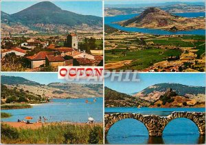 Modern Postcard On the shores of Lake Salagou the small village of Octon Herault