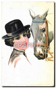 Old Postcard Horse Riding Equestrian Woman