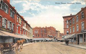 Gardiner Maine Water Street Scene Historic Bldgs Antique Postcard K50090