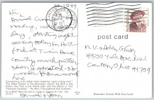 Connecticut 1980s Map Postcard Constitution State Tourist Locations