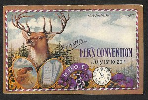 ELK'S CONVENTION BPOE SCHMIDT BREWING BEER PENNSYLVANIA NOVELTY POSTCARD 1907