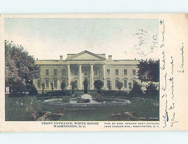 Pre-1907 Very Early View FRONT ENTRANCE TO WHITE HOUSE Washington DC hp9320