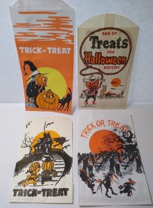 Halloween Candy Treat Bags Cowboy Lasso Bats Black Cats Witch Haunted Graveyard