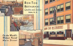 BON TON RESTAURANT KEENE NEW HAMPSHIRE ADVERTISING POSTCARD (1940s)