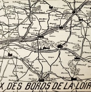 Chateaux Des Bords De LA Loire Mini Map Antique c1920s Info Page PCBG7C