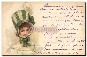 Old Postcard Fantasy Illustrator Woman with hat