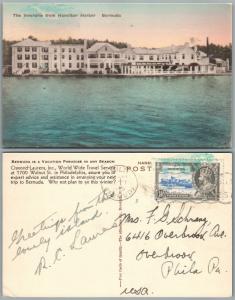 BERMUDA INVERURIE FROM HAMILTON HARBOR VINTAGE POSTCARD w/ STAMP