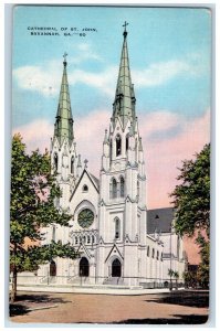 1940 Cathedral Of St. John Exterior Scene Savannah Georgia GA Vintage Postcard
