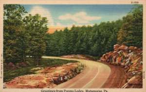 Vintage Postcard Greetings From Pocono Lodge Roadways Matamoras Pennsylvania PA