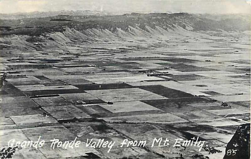 RPPC Grande Ronde Valley from Mt Emily near La Grande OR Oregon,  EKC Real Photo