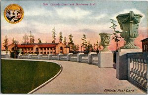 Machinery Hall Cascade Court Worlds Fair 1909 Alaska Yukon Pacific Postcard C05