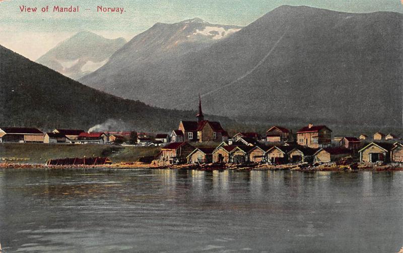 View of Mandal, Norway, Early Postcard, Unused