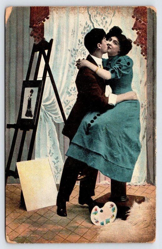 Romantic Couple Artist and Woman Theochrom 1079 c1914 Postcard  P4